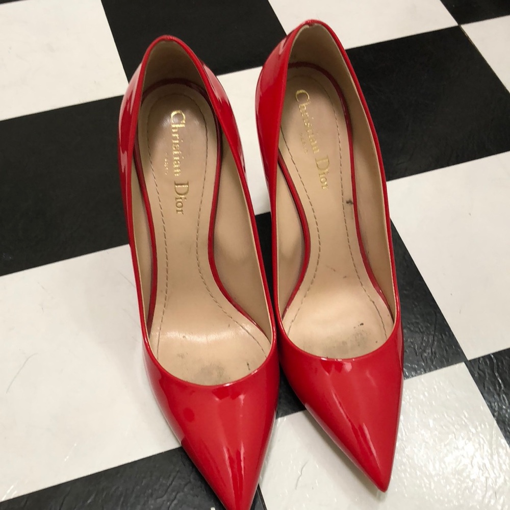 CHRISTIAN DIOR PUMPS PATENT LEATHER RED